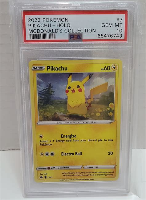 2022 Pokemon Mcdonalds Match Battle Pikachu Holo Foil Card 7/15 PSA 10 ...