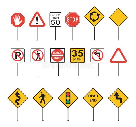 Vector Set of Traffic Signs Stock Vector - Illustration of signboard, mockup: 300573103