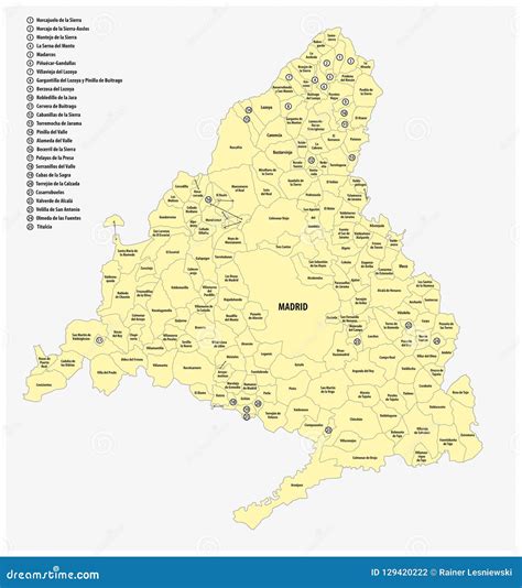 Madrid Administrative Map Cartoon Vector | CartoonDealer.com #47613995