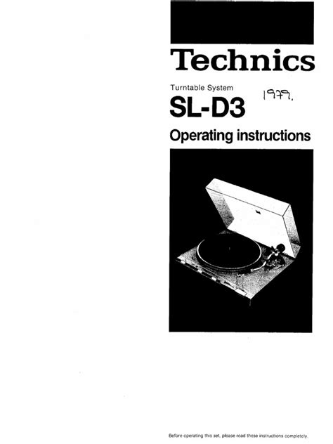 Technics SL-D3 Turntable | PDF