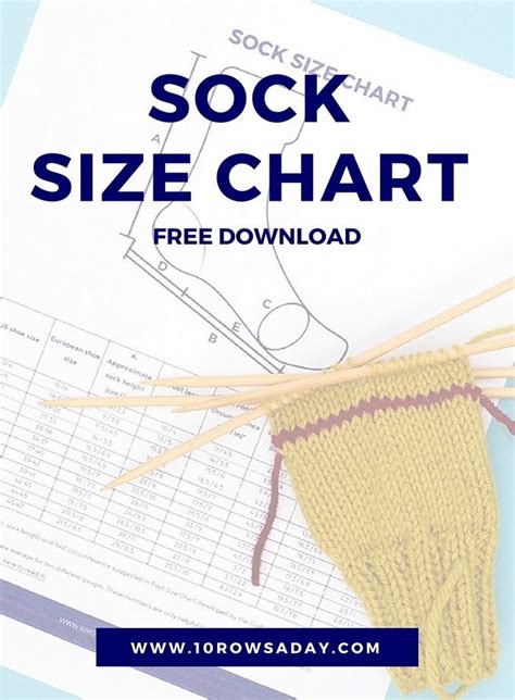 Sock Size Chart | 10 rows a day Loom Knitting Patterns, Knitting ...