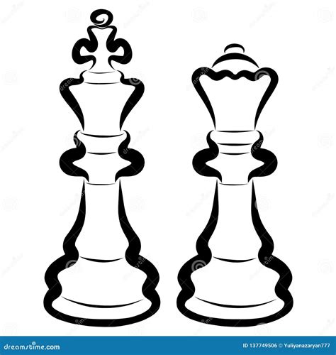 King And Queen Chess Pieces Outline