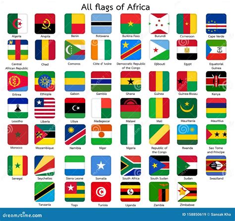 All Flags of Africa Button Square Stock Illustration - Illustration of ...