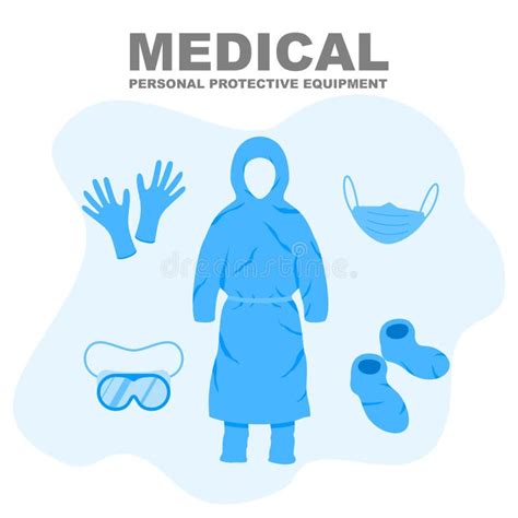 Set of PPE Personal Protective Suit Clothing Isolated and Safety Equipment Stock Vector ...