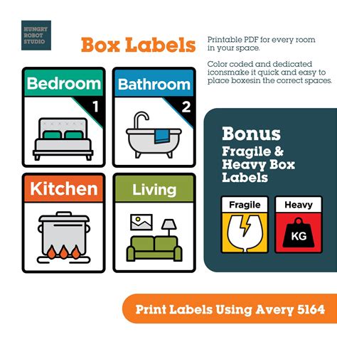 Moving Box Labels Printable PDF Box Labels for the 4 - Etsy