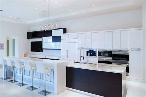 Black and White Contemporary Kitchen - Crystal Cabinets