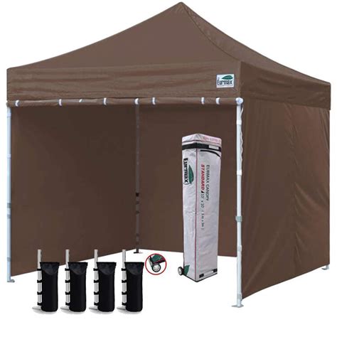 Eurmax Canopy 10' x 10' Cocoa Pop-up and Instant Outdoor Canopy with 4 ...