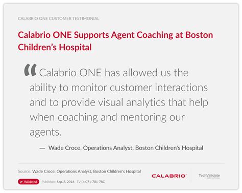 Calabrio ONE TechFact: Calabrio ONE Supports Agent Coaching at Boston ...