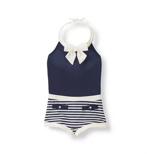 Girl Navy Stripe Striped Swimsuit by Janie and Jack