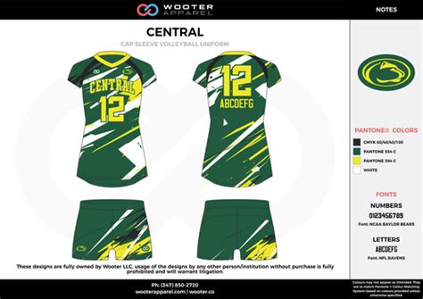 CENTRAL black green yellow white Volleyball Uniforms, Jerseys, Shorts | Volleyball jersey design ...