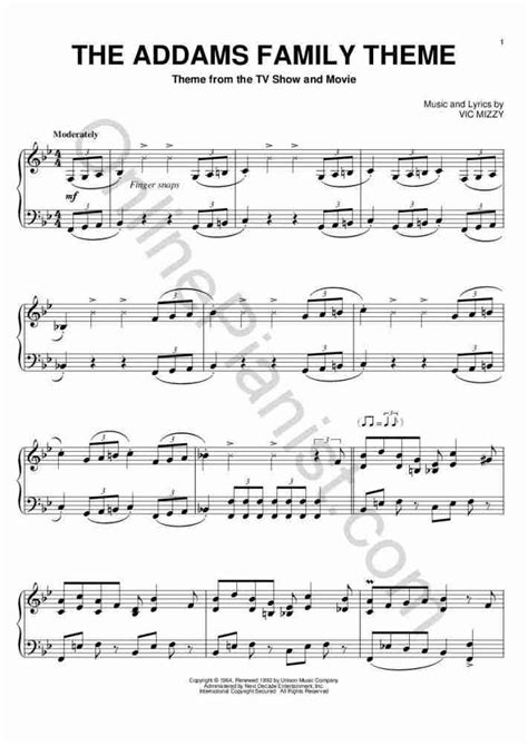 Addams Family Theme Song Easy Piano - Theme Image