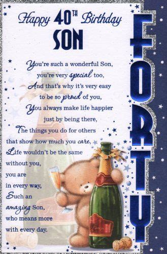 40th Birthday Wishes To Son - birthday card message