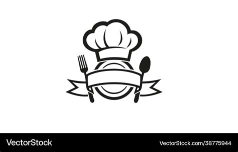 Creative chef hat dish spoon fork logo design Vector Image