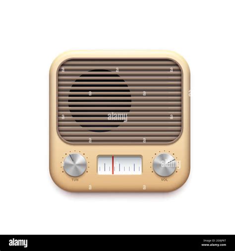 Retro FM radio music app icon with old radio station buttons, vector ...