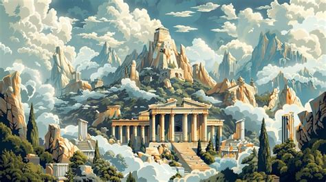 Premium Photo | Mount Olympus Temples amp Mythical Creatures