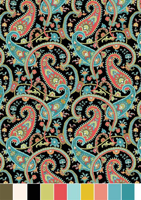 RTC Fabrics 100% Cotton 44" Jet Jacobean Black Paisley Print Fabric, By ...