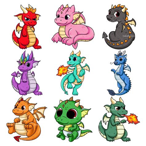 Cute Dragons Cartoon Vector Clipart - FriendlyStock