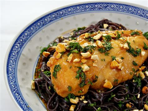 Glazed Chicken Shichimi, Black Rice Noodles — Edible Aria