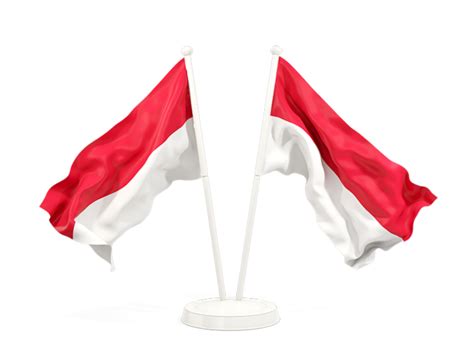 Two waving flags. Illustration of flag of Monaco