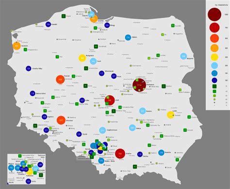 A map of the largest cities and towns in Poland (over 20,000 citizens ...