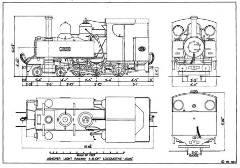 Line drawings of ALR Baldwin 4-6-0PT locomotive 'Joan'. From K.Plant ...