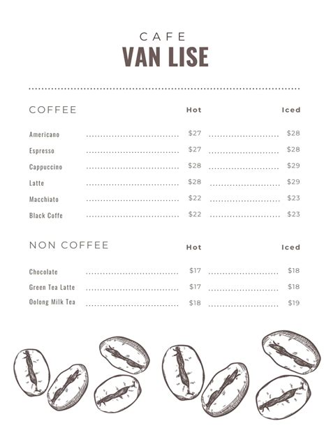 White Minimalist Illustration Coffee Shop Menu - Venngage