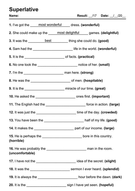 101 Superlative PDF Worksheets with Answers [2020 Exercises] - Grammarism