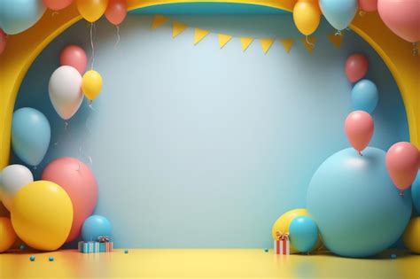 Premium Photo | Colorful birthday background with balloons and place for text Illustration AI ...