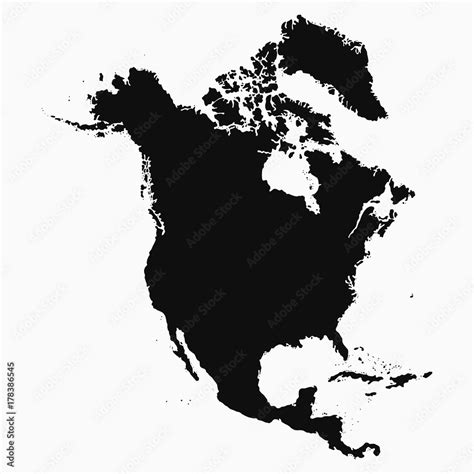 North America Map. Isolated monochrome shape. Vector illustration. Stock Vector | Adobe Stock