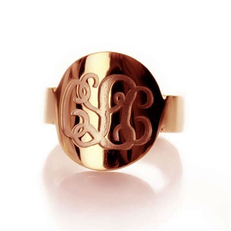 Personalized Engraved Monogram Ring in Rose Gold Plated Silver PMRR9 | Monogram initial ring ...