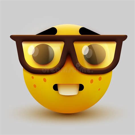 Nerd Face Emoji, Clever Emoticon with Glasses. Geek or Student Stock Vector - Illustration of ...