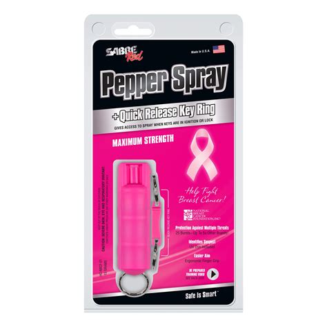 SABRE RED Pink Pepper Spray Keychain for Women with Quick Release for Easy Access – Maximum ...