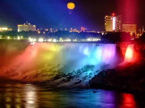 World Visits: Welcome To Niagara Falls Colorful View In Ontario - Canada