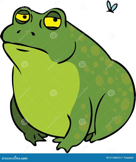 Grumpy Fat Frog Cartoon Character Vector Illustration | CartoonDealer.com #21144673