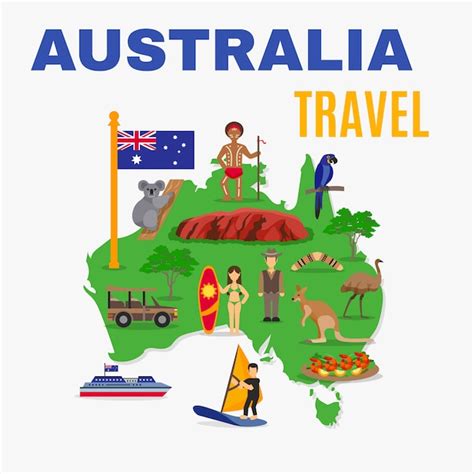 Free Vector | Australia travel map poster