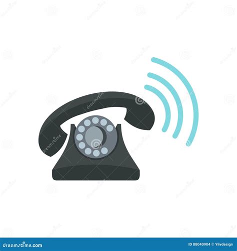 Black Retro Phone Ringing Icon, Flat Style Stock Vector - Illustration ...