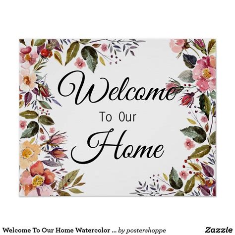 Welcome To Our Home Watercolor Flowers Poster | Poster prints, Poster, Prints