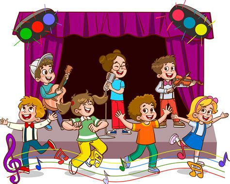 Cartoon group of children singing and dancing in the school choir 21592922 Vector Art at Vecteezy