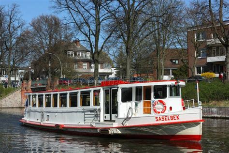 Route Boat `Saselbek` on the Alster River in Hamburg. Editorial Photography - Image of hamburg ...