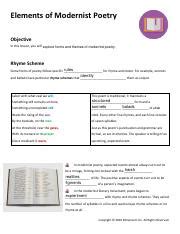 English 3 Part B 4.pdf - Elements of Modernist Poetry Objective In this ...