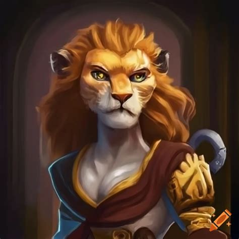 Digital art of a lion tabaxi cleric on Craiyon