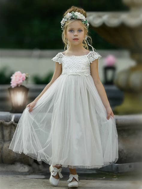 Emory Flower Girl Ivory Dress | Wedding flower girl dresses, Flower girl dress lace, Ivory ...