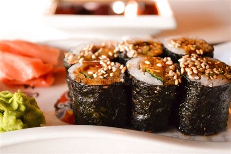 Hosomaki, Unagi Maki, BBQ Eel, Avocado Roll Stock Photo - Image of seaweed, isolated: 44597520