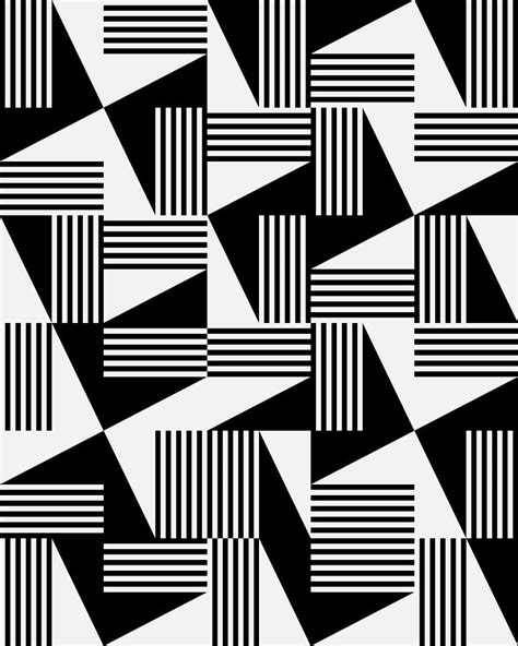 MID CENTURY MODERN Geometric Dynamic Triangle Pattern Black and White Digital Art by BONB ...