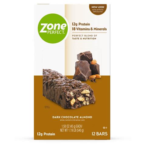 ZonePerfect Protein Bars, Dark Chocolate Almond, 12g of Protein, Nutrition Bars With Vitamins ...