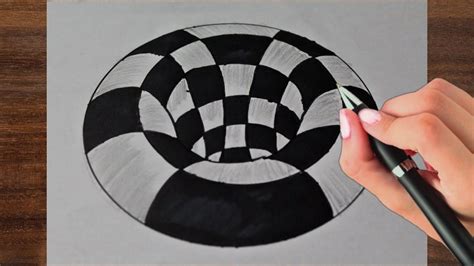 How To Draw 3d Hole ! Very easy Anamorphic Illusion ! Optical Illusion ...