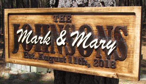 3- D Personalized Carved Wood Sign for Couples - Custom Signs