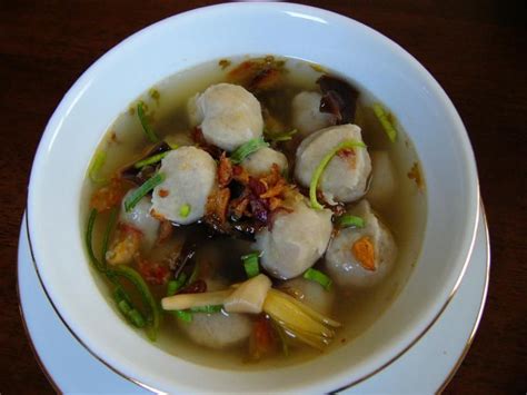 Tekwan Soup (fish ball), a dish that is originally from Palembang ...