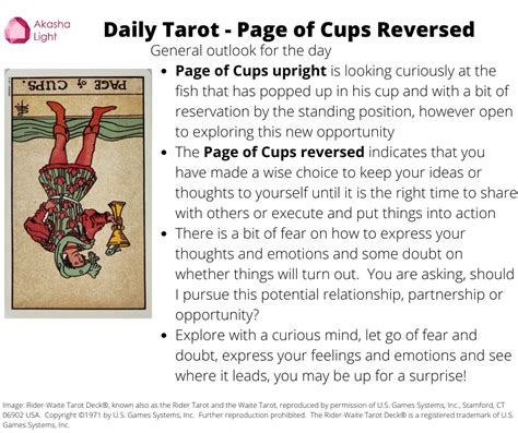 Daily Tarot – Page of Cups Reversed and Queen of Cups – Akasha Light