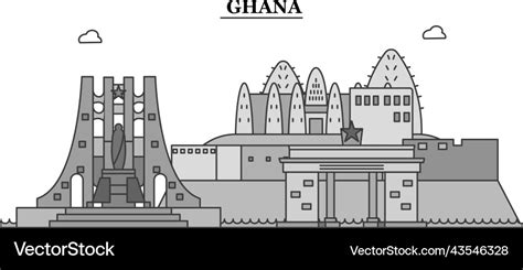 Ghana city skyline isolated Royalty Free Vector Image